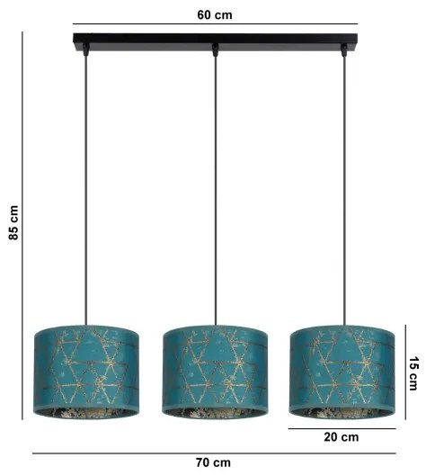 Lampadario su corda REZO 3xE27/60W/230V turchese