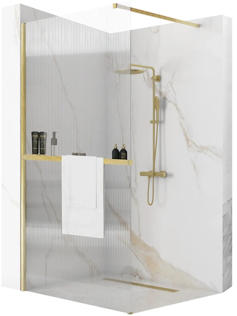 Parete doccia Rea Aero Intimo Gold Brush 90 Walk In + EVO
