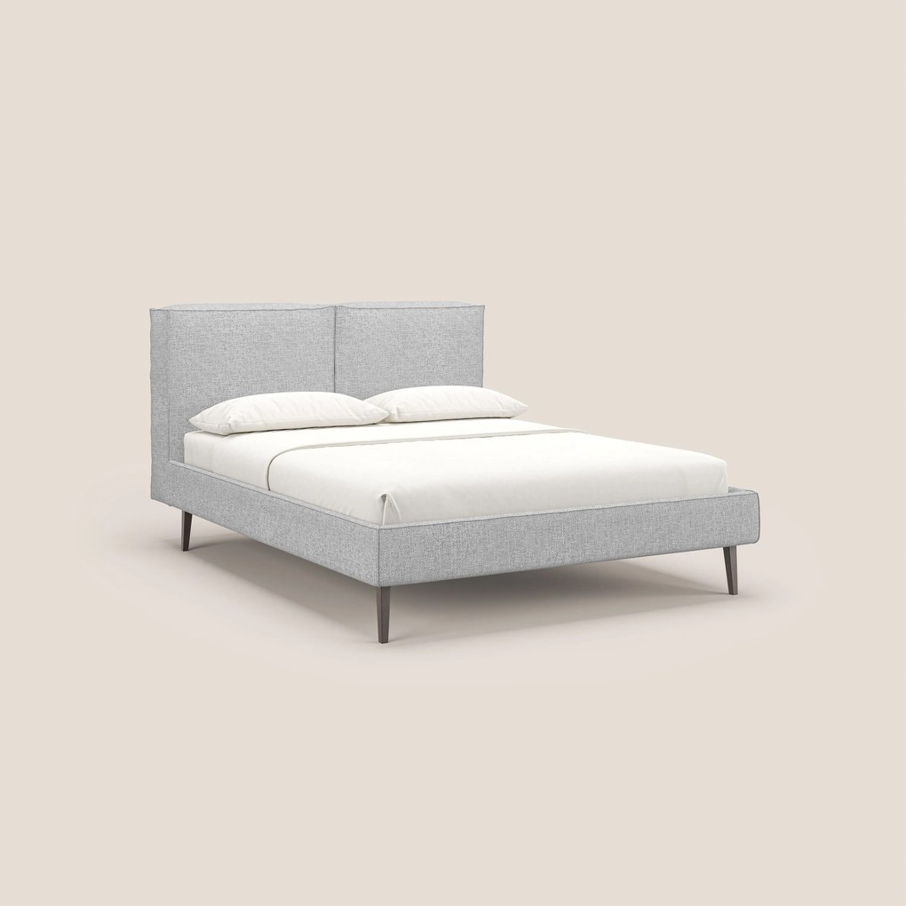 Isotta letto imbottito completamente sfoderabile in morbido tessuti impermeabile T10 grigio chiaro
