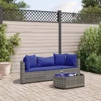 Set Divani da Giardino 4 pz con Cuscini in Polyrattan Grigio 3308367