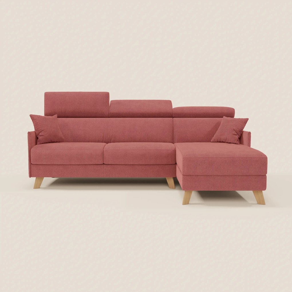 Sole Divano letto matrimoniale angolare con penisola contenitore e poggiatesta reclinabili - tessuto smacchiabile T23