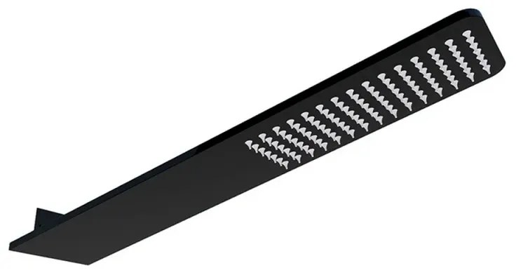 Soffione a Sbalzo Nero Inclinato 45x10 cm Effetto Pioggia in Acciaio Inox