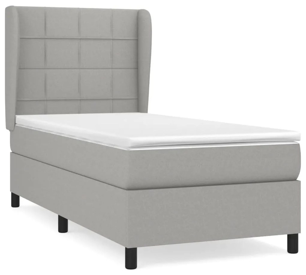 Giroletto a molle con materasso grigio chiaro 80x200 cm tessuto