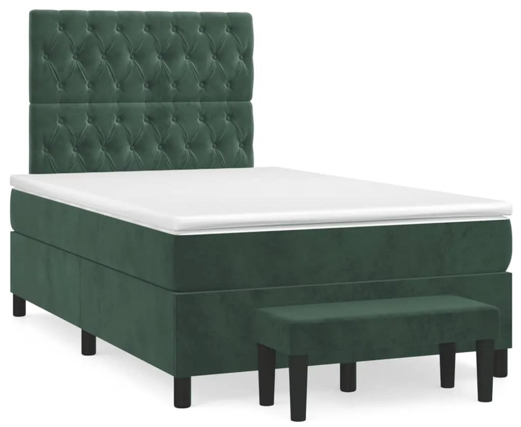 Giroletto A Molle Con Materasso Verde Scuro 120x190 Cm Velluto /