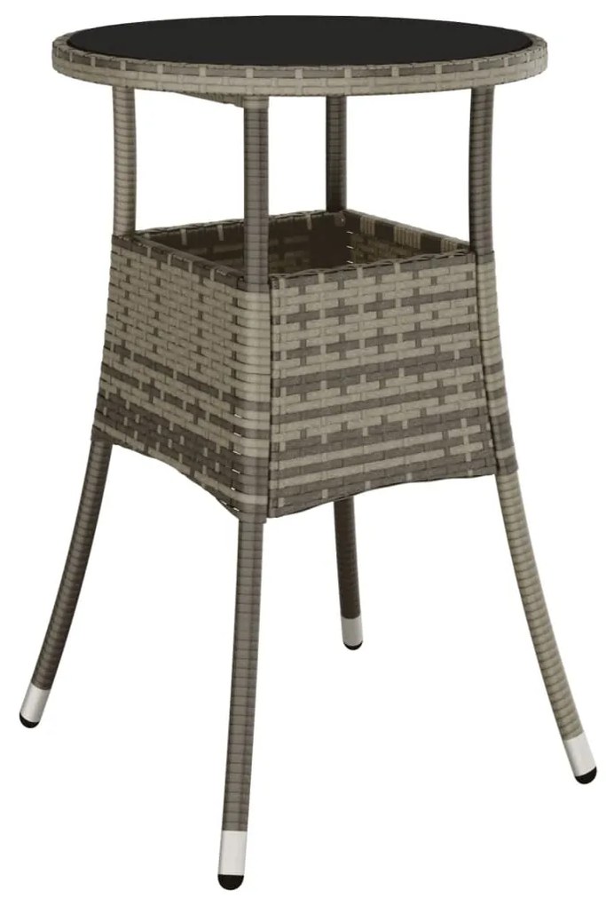 Tavolo giardino Ø60x75 cm vetro temperato e polyrattan grigio