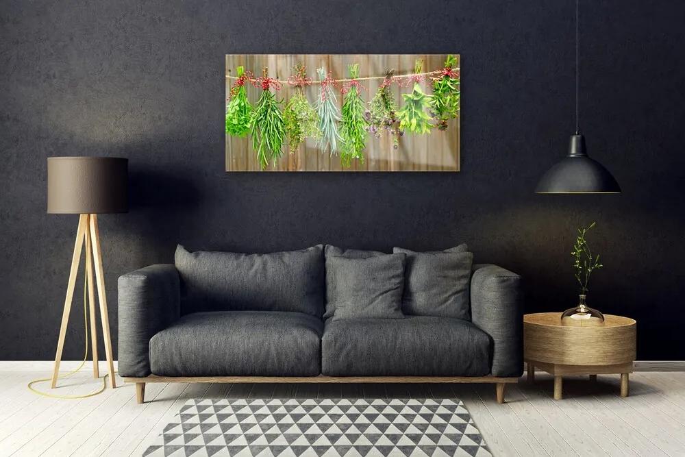 Quadro acrilico Foglie di erbe essiccate Natura 100x50 cm
