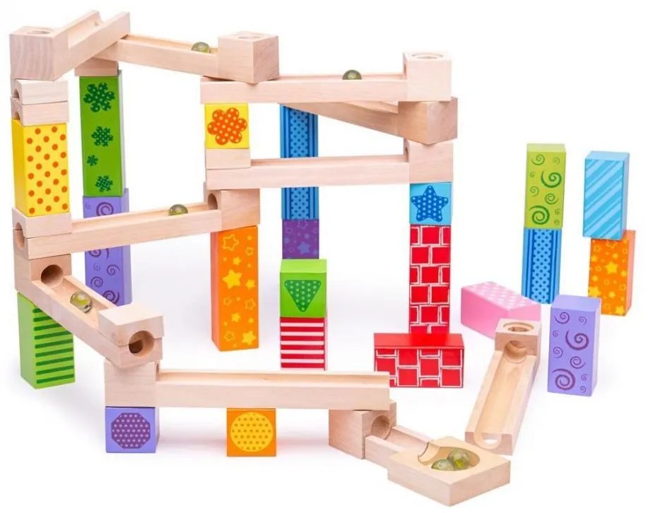 Bigjigs Toys - Pista in legno di marmo colorato