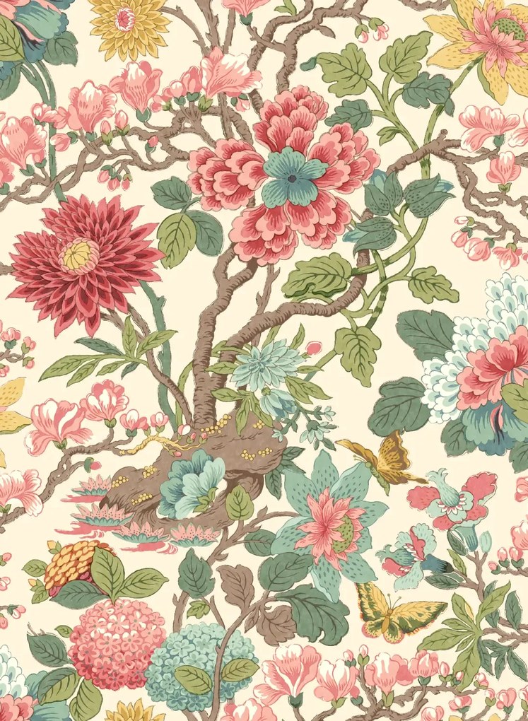 GP & J Baker Carta da parati Little Magnolia - Rose Madder