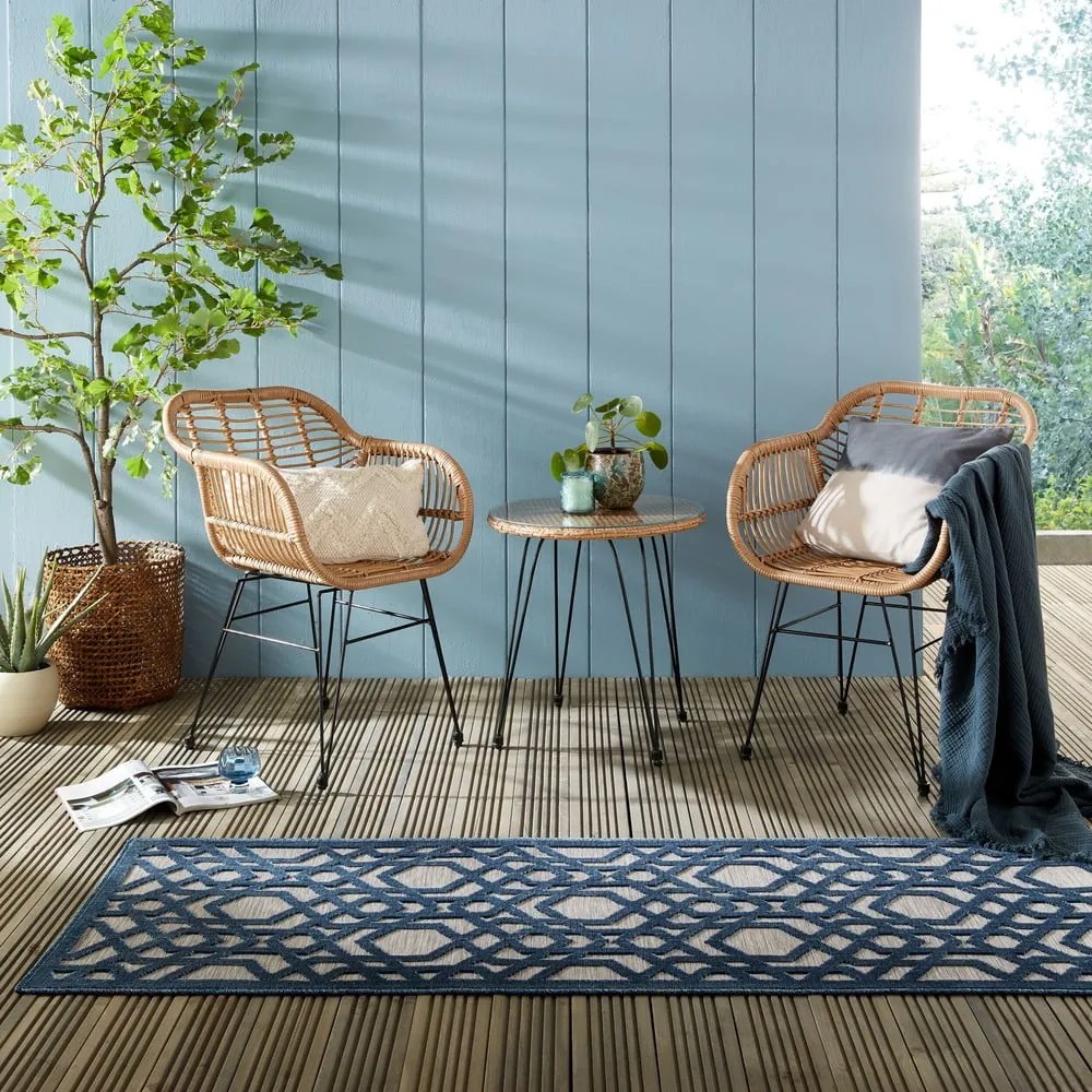 Tappeto blu per esterni 66x230 cm Oro - Flair Rugs