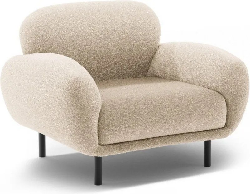Poltrona beige con rivestimento in bouclé Poppy – Micadoni