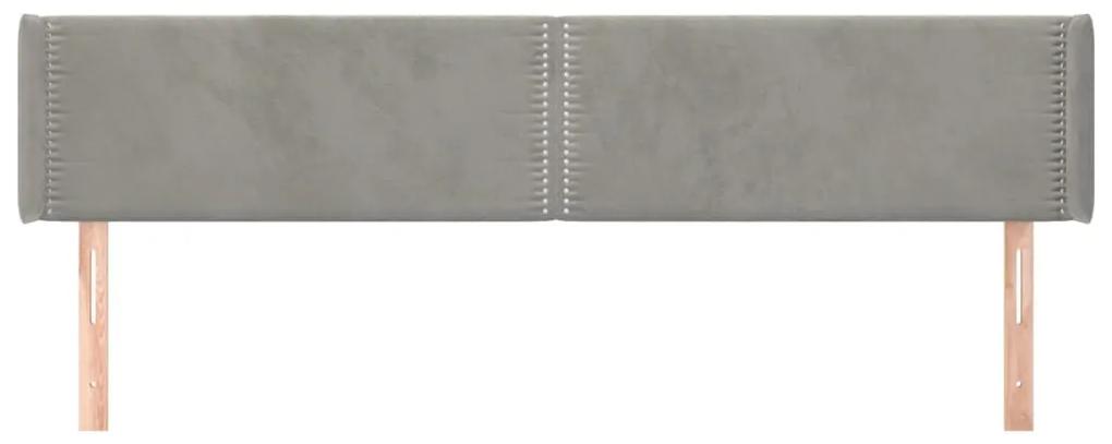 Testiera ad orecchio grigio chiaro 203x16x78/88 cm in velluto