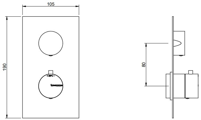 Treemme Up+ RWIT7287CC35 miscelatore doccia Termostatico incasso 1 uscita senza parte incasso cromo