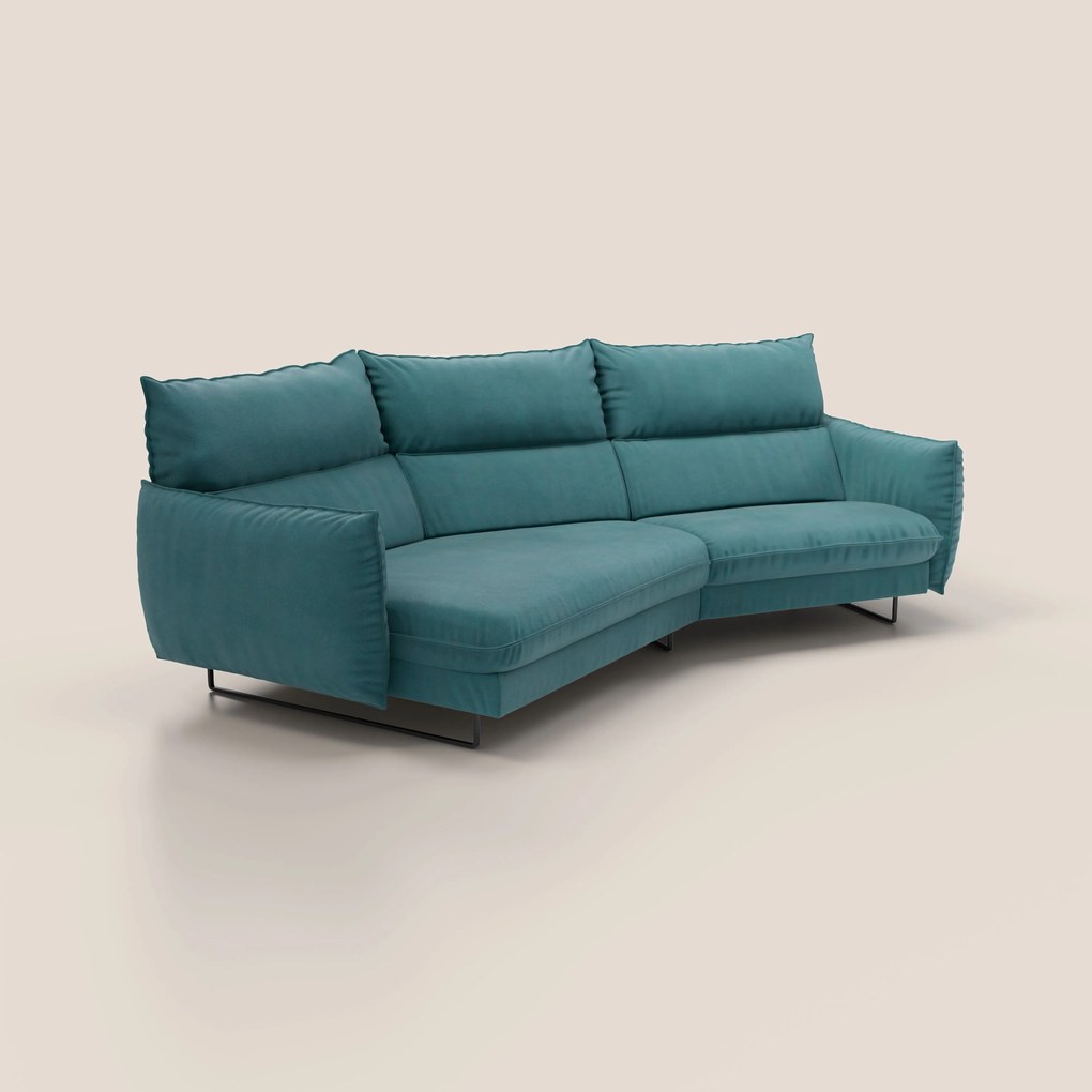 Monamour divano moderno angolare con opzione relax elettrico in microfibra smacchiabile impermeabile T11 petrolio