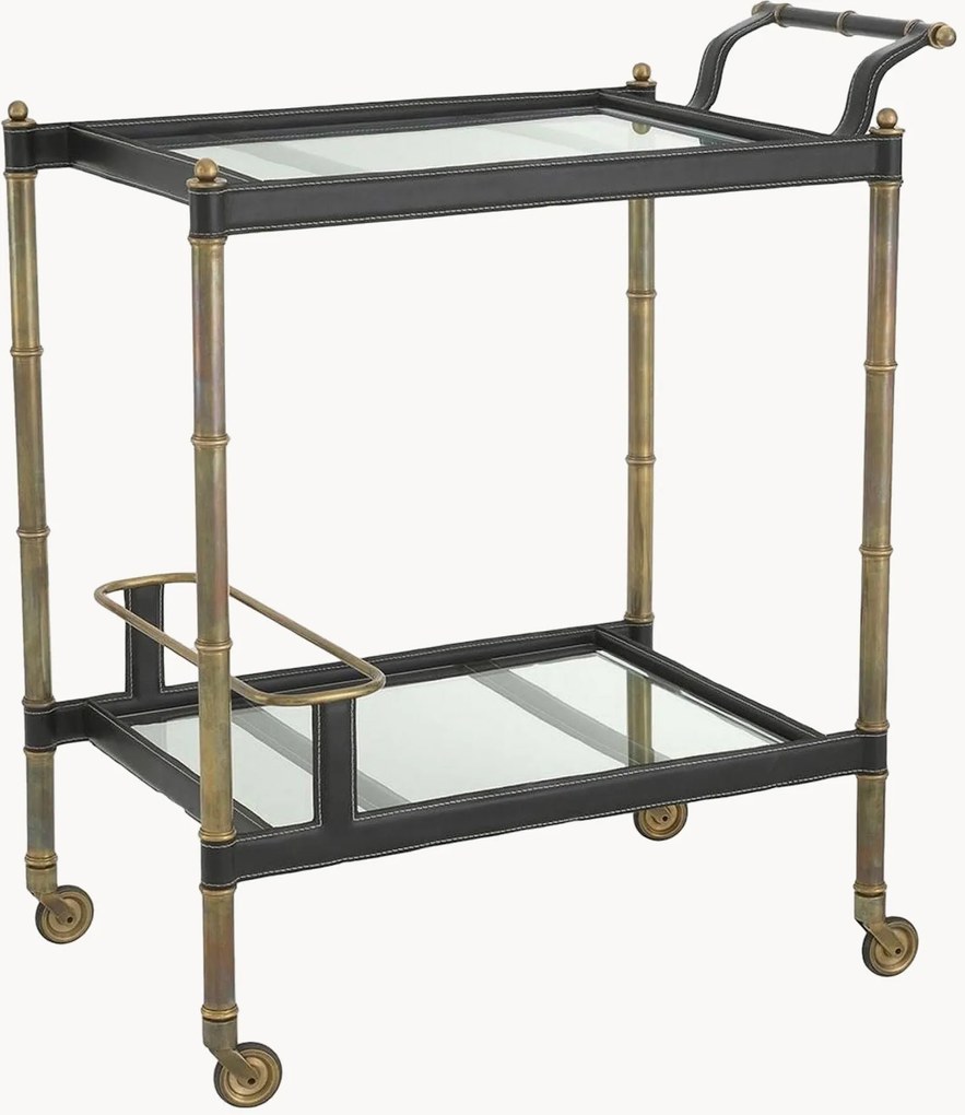 Carrello portabevande in metallo con ripiani in vetro Princess