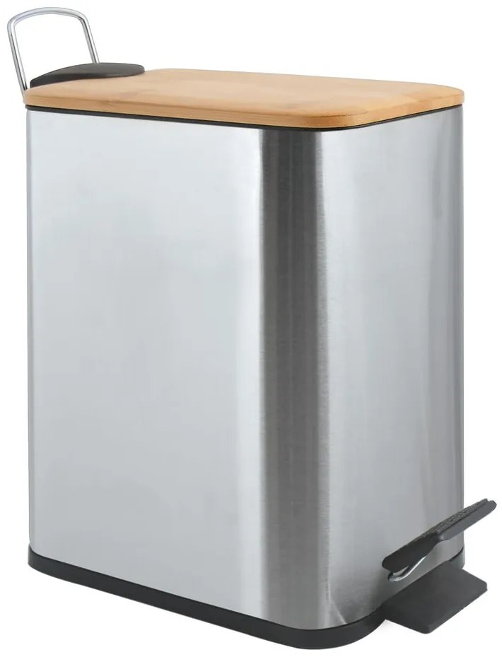 Cestino per la spazzatura color argento opaco in acciaio con pedale 5 l Erik – Spirella