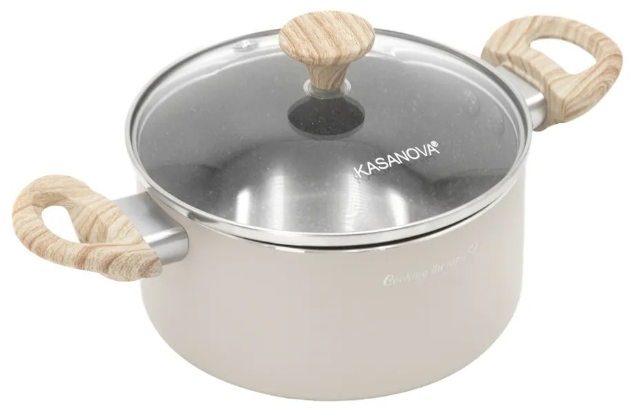 Casseruola 14 cm taupe scritta Cooking Therapy con coperchio