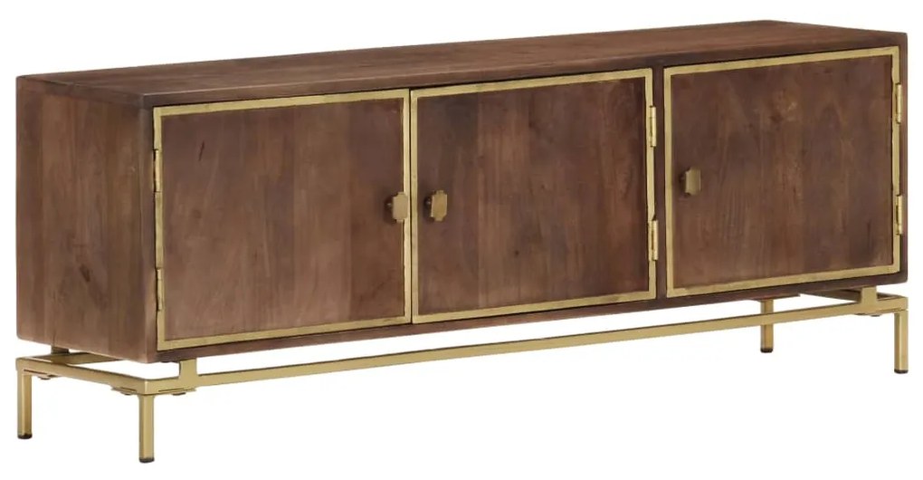 Mobile Porta Tv 120x30x46 Cm İn Legno Massello Di Mango /