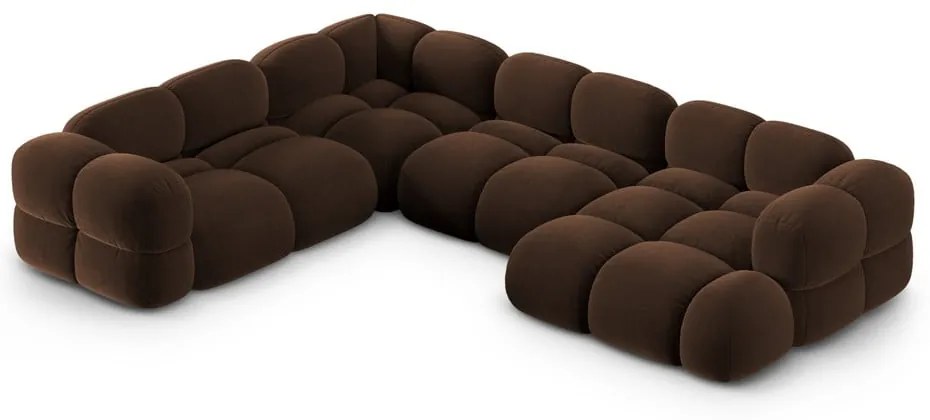 Divano angolare marrone scuro (con penisola a sinistra/a U) con rivestimento in velluto Loretto – Cosmopolitan Design