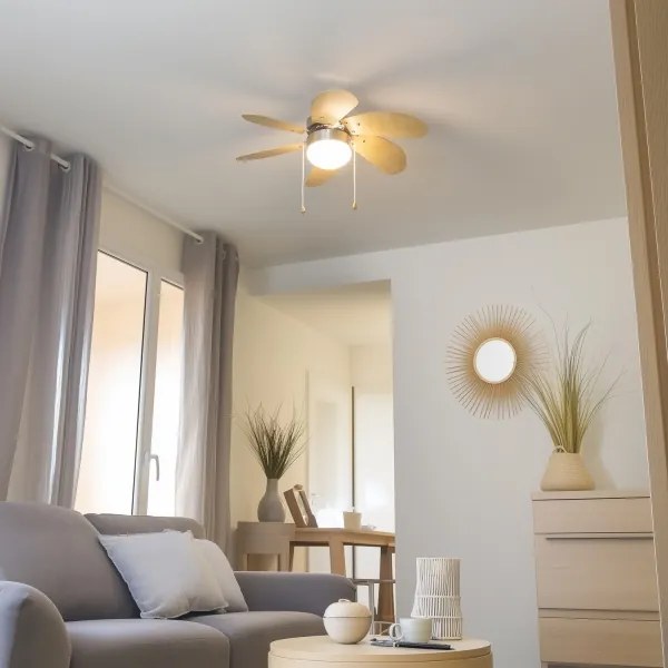 ZEVENTI - Ventilatore da soffitto FAMARA 1xE14/60W/230V beige