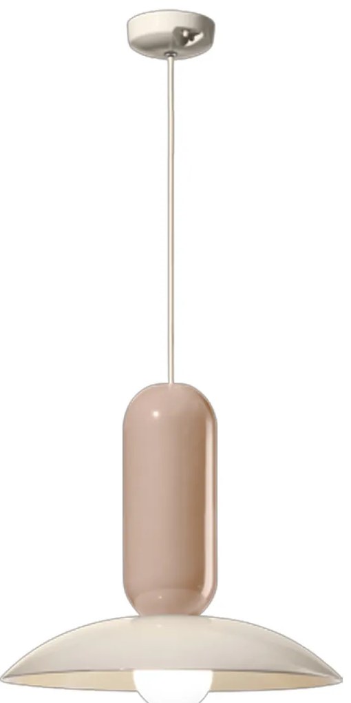 Lampadario Vintage Decò Pau Ceramica Crema E Grigio Sabbia 1 Luce E27