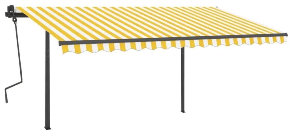 Tenda da Sole Retrattile Manuale con LED 4,5x3 m Gialla Bianca