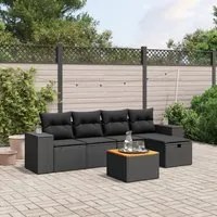 Set Divano da Giardino 6 pz con Cuscini Nero in Polyrattan 3265164