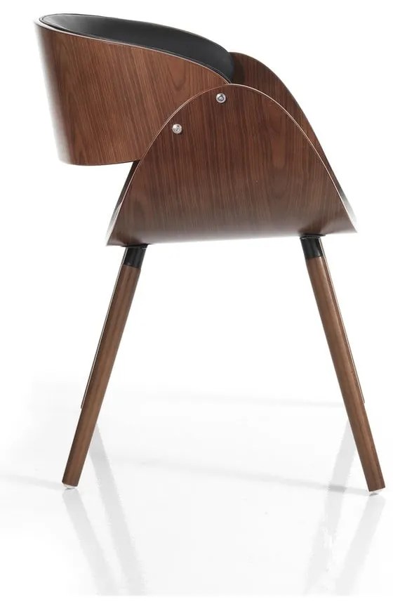 Sedia da pranzo nera/marrone scuro in imbottito con braccioli Visby Evo – Tomasucci