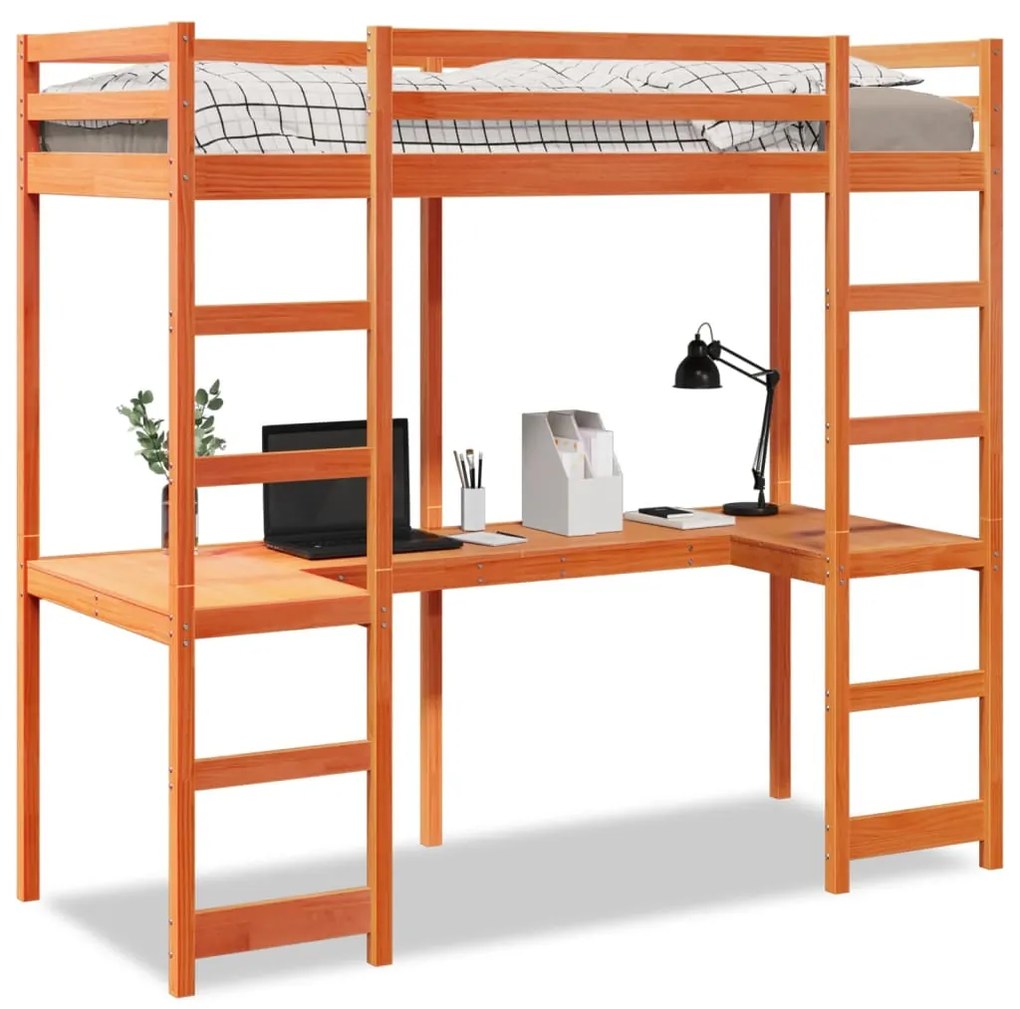 Giroletto Soppalco Senza Materasso Marrone Cera 75x190cm Pino /
