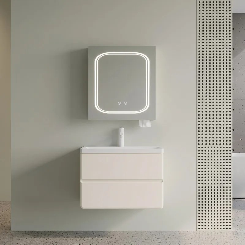 Mobile bagno 60 cm lavabo integrato e specchio contenitore | KAM-SM60 - KAMALU