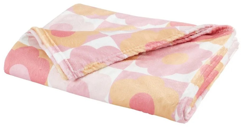 Coperta per neonati in microflanella rosa 130x170 cm Retro Daisy - Catherine Lansfield