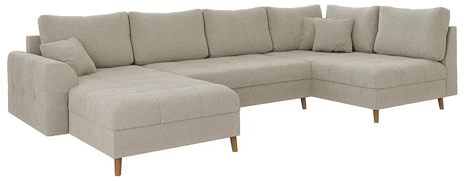 Divano angolare beige in tessuto bouclé (angolo sinistro/"U") Ariella - Ropez