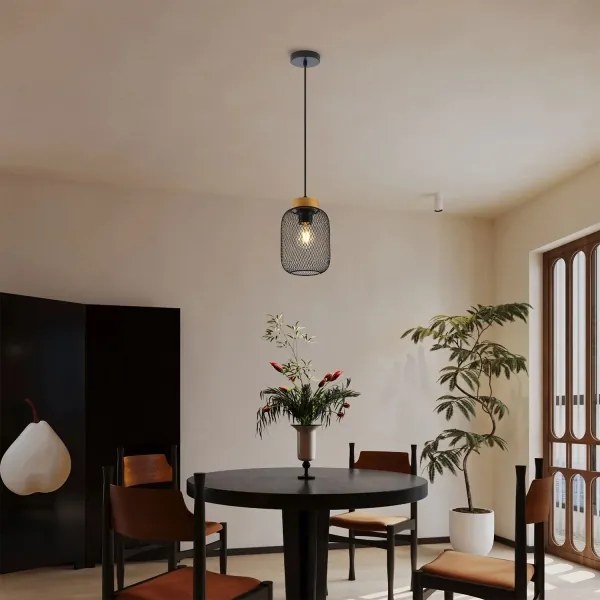 Brilagi - Lampada a sospensione con cavo BASKLITE 1xE27/15W/230V legno di caucciù/nero