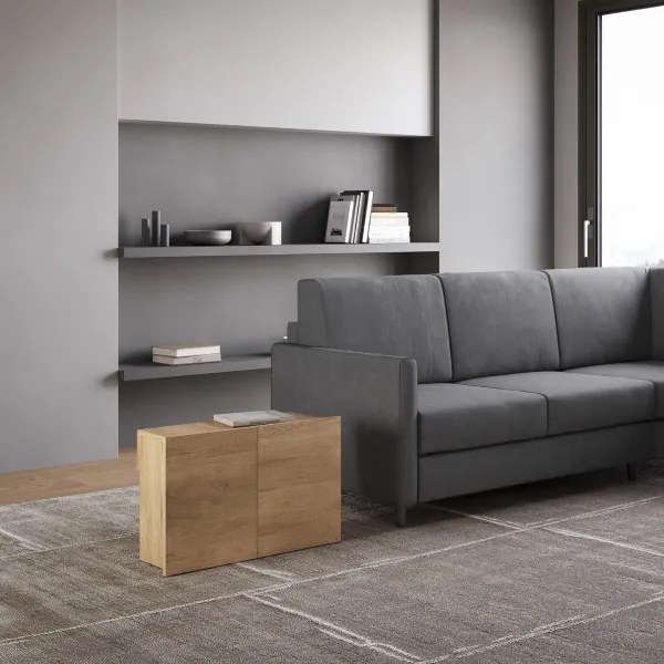Seduta con ruote allungabile a 300 cm per consolle ELIA Quercia