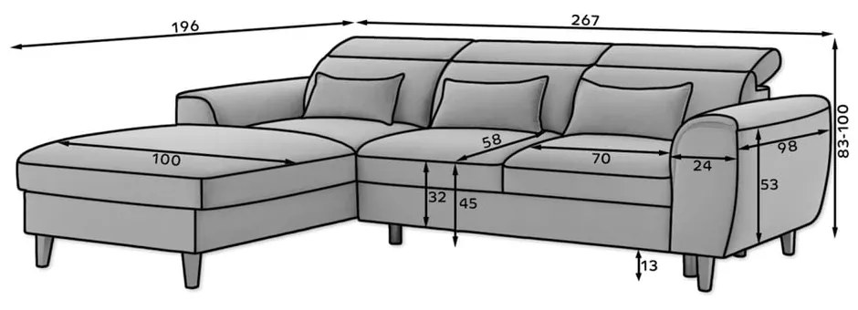 Divano angolare grigio scuro allungabile/con contenitore (con penisola a destra/con chaise lounge) e rivestimento in velluto Foble – ELTAP