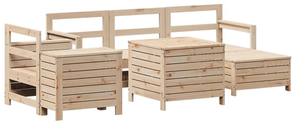 Set divani da giardino 7 pz in legno massello di pino