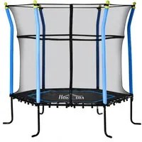 Trampolino Tappeto Elastico per Bambini 185x160 cm in Acciaio Blu e Nero