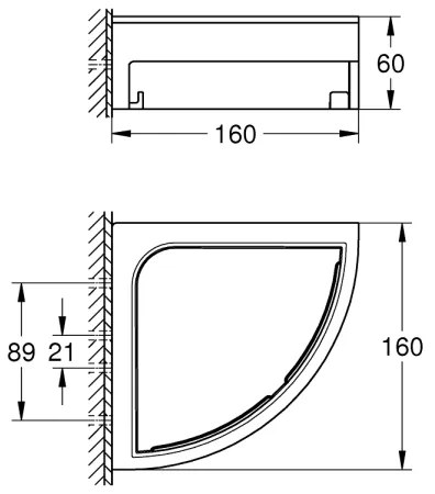 GROHE 411062430 - Mensola angolare per doccia ESSENTIALS 250 × 250 mm nera
