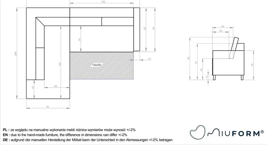 Divano letto angolare grigio chiaro L, angolo sinistro Charming Charlie - Miuform