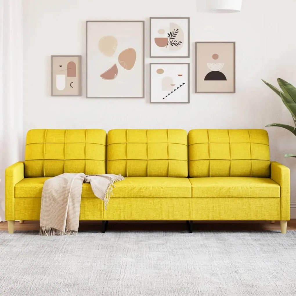 Divano A 3 Posti Giallo 210 Cm İn Tessuto /