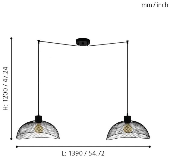 Eglo 43306 - Lampadario a sospensione con filo POMPEYA 2xE27/60W/230V ragno