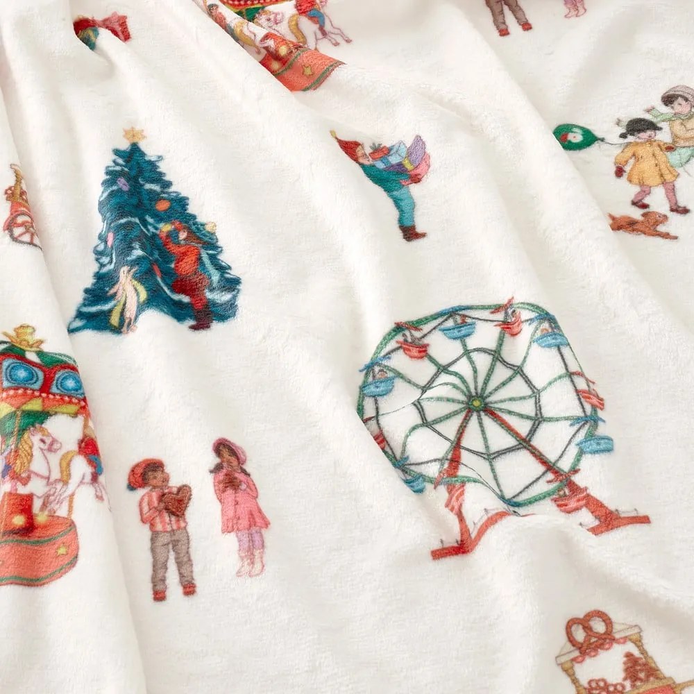 Coperta per bambini bianca in micropile 150x200 cm Christmas Fairground – Belle &amp; Boo