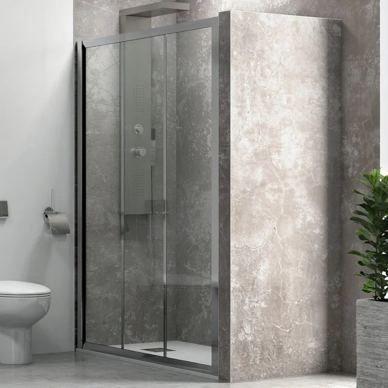 Porta box doccia 125cm vetro trasparente K050 - KAMALU