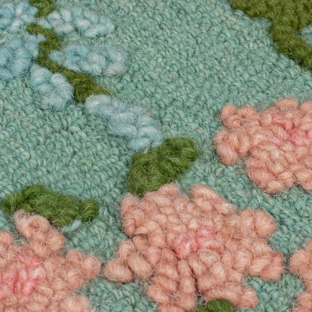 Tappeto color menta in lana tessuto a mano 120x170 cm Emilia Floral – Flair Rugs
