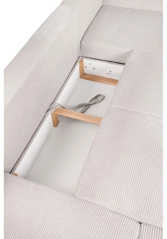 Divano angolare beige allungabile (con penisola a sinistra/a forma di "U") con rivestimento in velluto a coste Tori – Bonami Selection