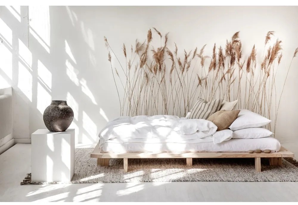 Letto singolo di colore naturale in pino massiccio con rete inclusa 120x200 cm Japan – Karup Design