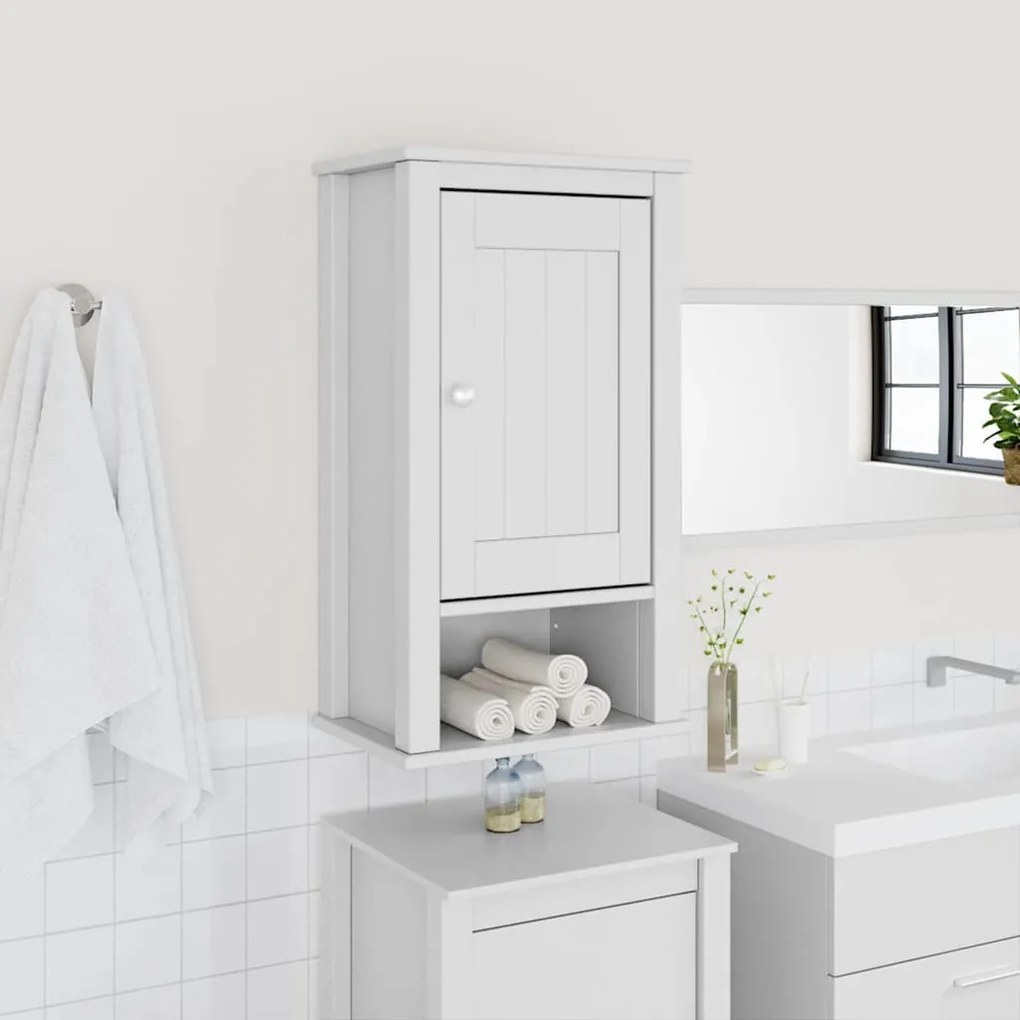 Mobile Da Bagno A Muro Berg Bianco 40x27x71,5 Cm Massello Pino /