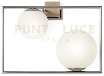Buble applique a parete 2 sfere acciaio spazzolato particolari bron...