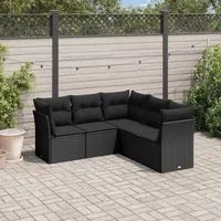 Set Divani da Giardino 5 pz con Cuscini in Polyrattan Nero 3249454