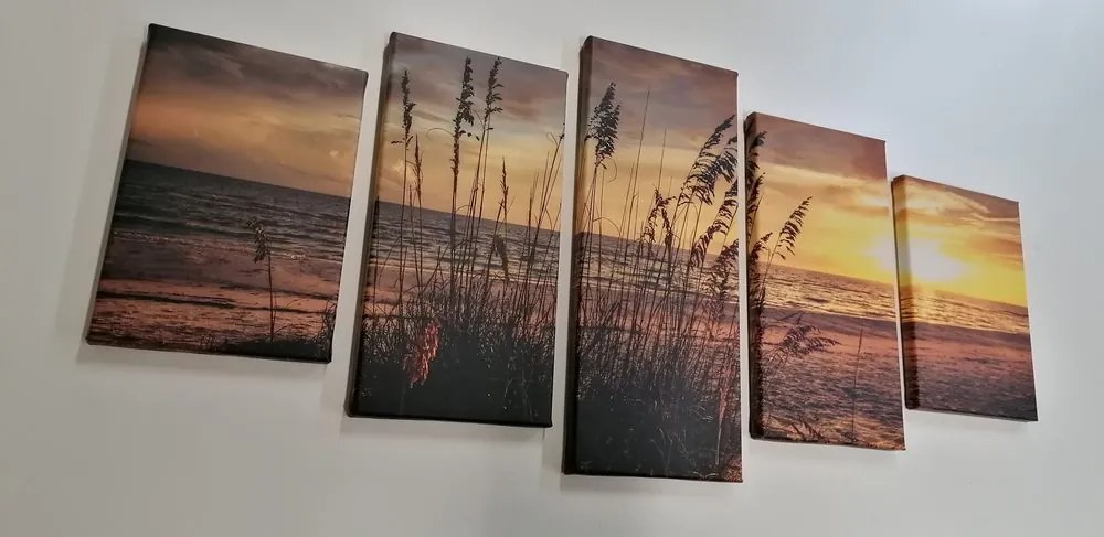 Quadri 5 pezzi – Tramonto sulla spiaggia