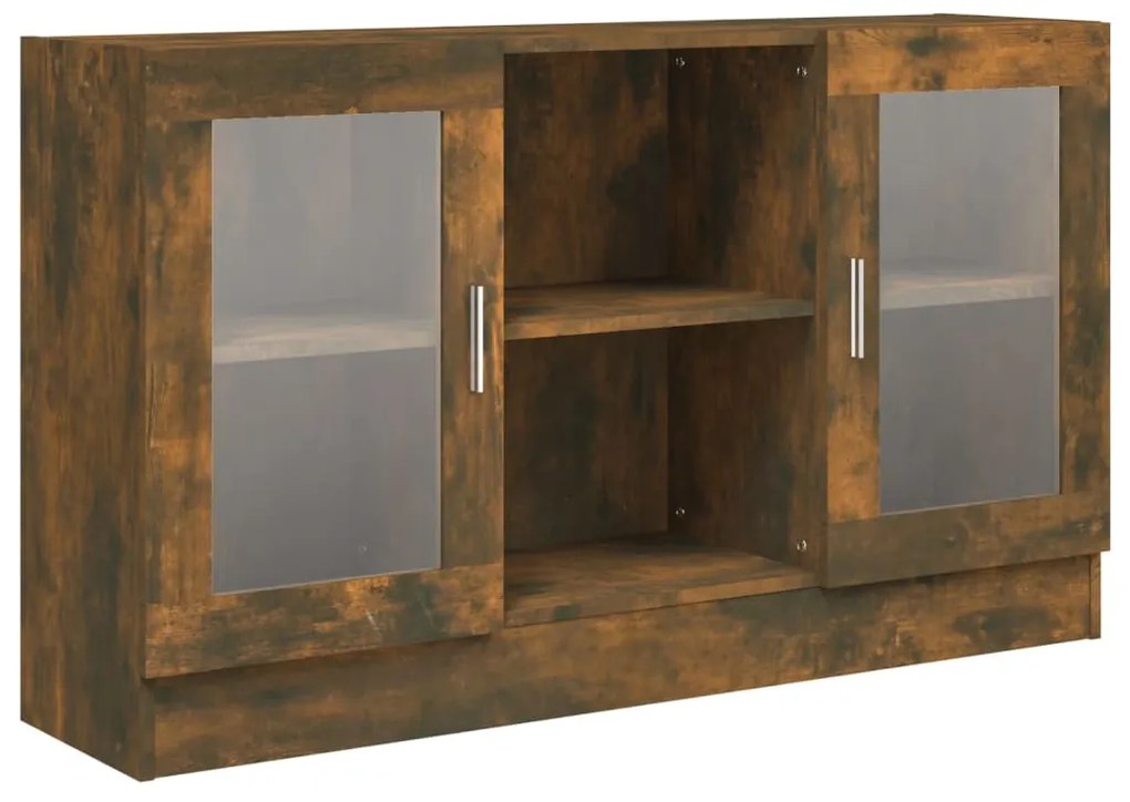 Mobile vetrina rovere fumo 120x30,5x70 cm in legno multistrato